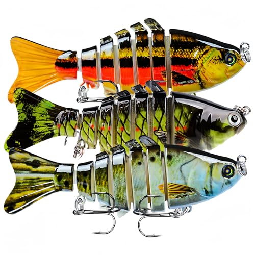 Fishing Lures for Freshwater and Saltwater, Lifelike Swimbait for Bass Trout Crappie Walleye Pike, Slow Sinking Bass Fishing Lure, Must-Have Fishing Gifts for Men, Family Fishing Gear Plugs