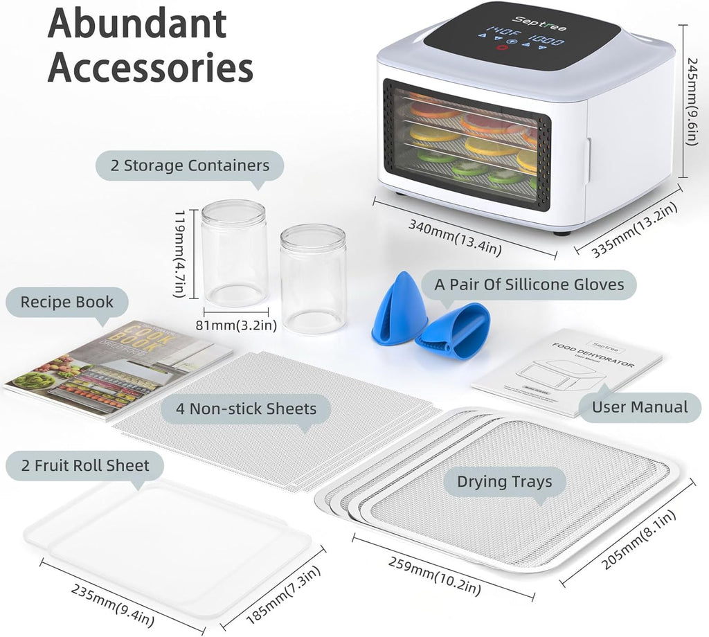 4-Layer Food Dehydrator with Stainless Steel Trays, 400W, Timer Control for Jerky, Herbs, Meat, Fruit, Veggies R676429