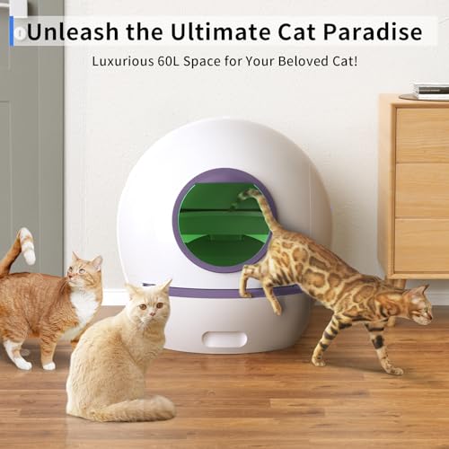 Self-Cleaning Litter Box for Multiple Cats with 2-Pack Litter, App Control, Odor-Free J6159