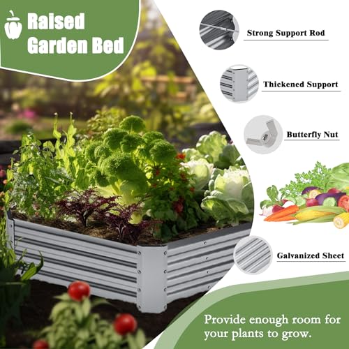 Galvanized Raised Garden Bed, Large Metal Planter Box, 8x4x1ft, 2 Pack F6689