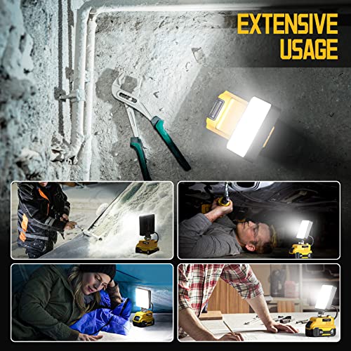 Cordless LED Work Light for 20V Battery, 30W 3000LM Flood Light with Adjustable Head and USB Charging Port F30445