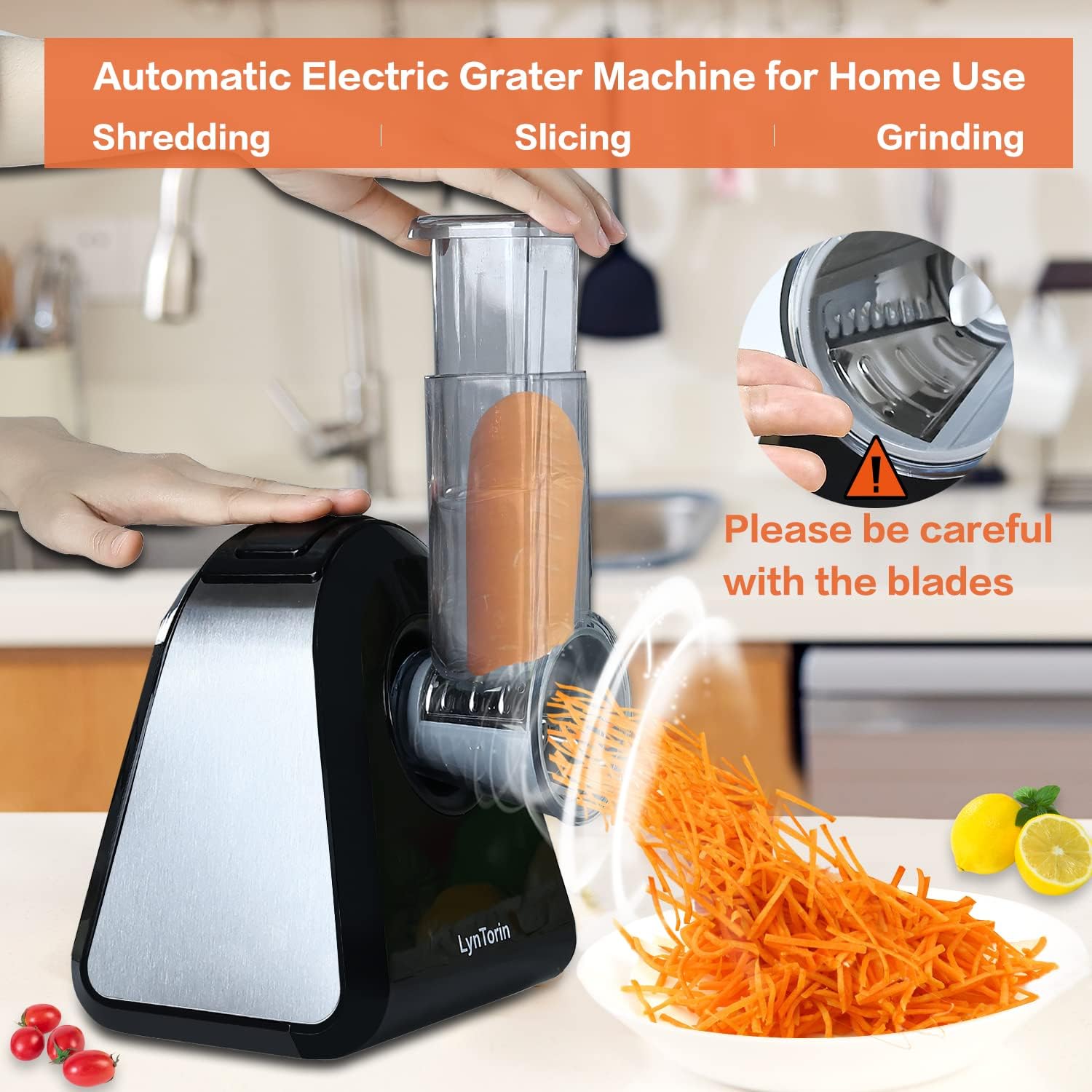 Electric Cheese Grater with 5 Attachments for Vegetables and Fruits W531917