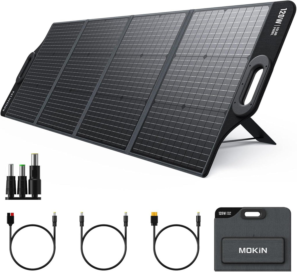 300W Portable Power Station with 120W Foldable Solar Panel for Camping and Outages B97807