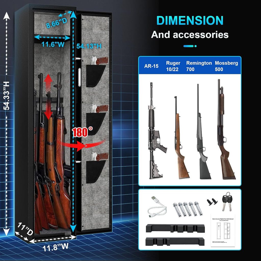 Rifle Gun Safe Cabinet with Digital Keypad and LED Light K29582