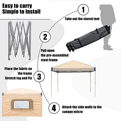 Pop-Up Canopy Tent with Roller Bag and Curtain B52422