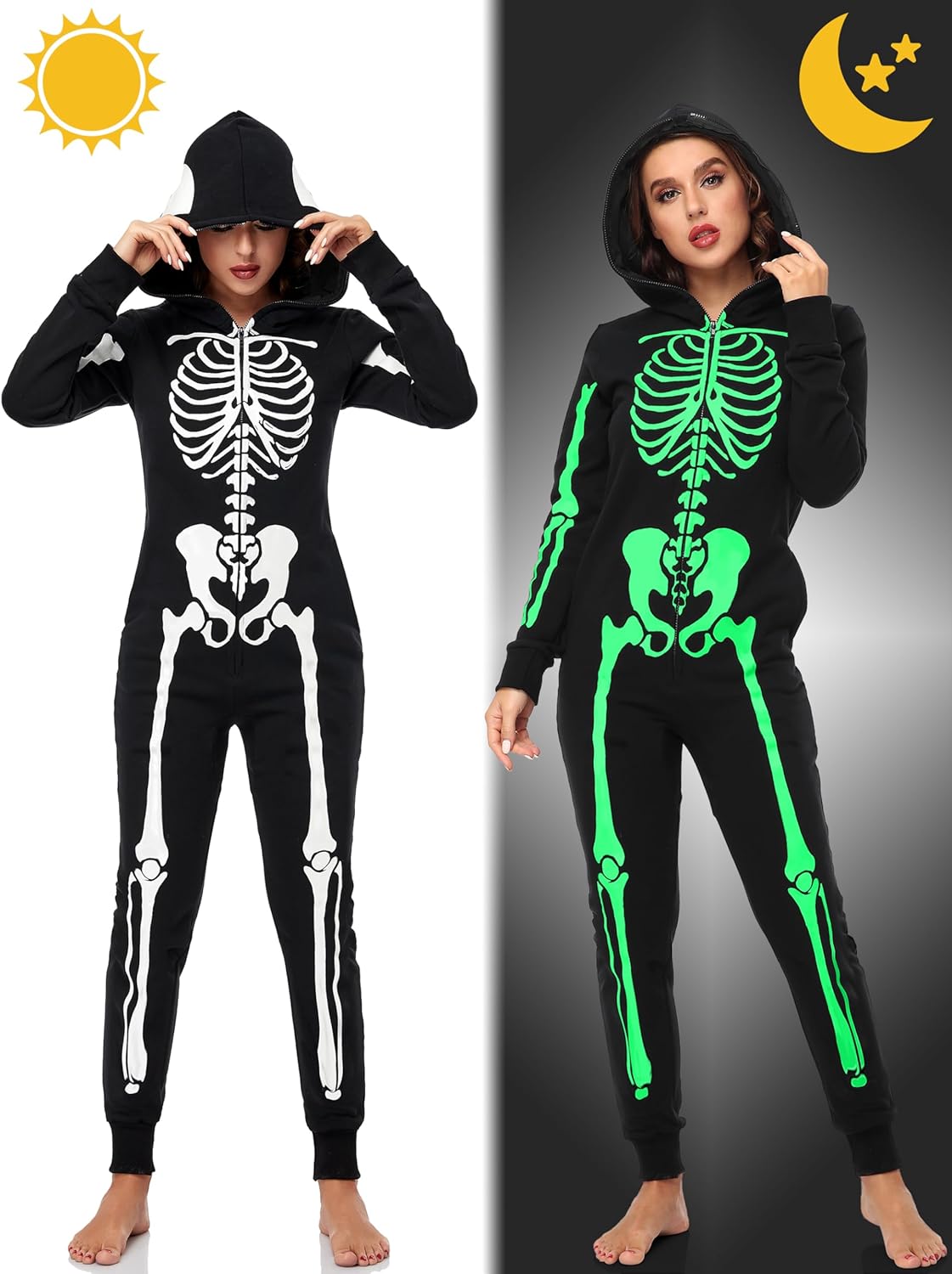 Glow in the Dark Skeleton Halloween Onesie Pajama N3075