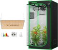 VIVOSUN 36"x36"x72" Hydroponic Mylar Grow Tent with VS1000E LED Grow Light, 3' x 3' Grow Tent with Observation Window and Floor Tray, LED Plant Light with Samsung Diodes