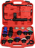 Bicos 18pcs Radiator Pressure Tester Kit Water Tank Adapter Auto Coolant Vacuum Purge Head Gasket Cooling System Car Leak Tester Detector Tool