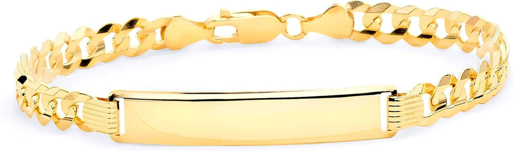 14k Yellow Gold Polished Mens Cuban ID Bracelet - 8.5"