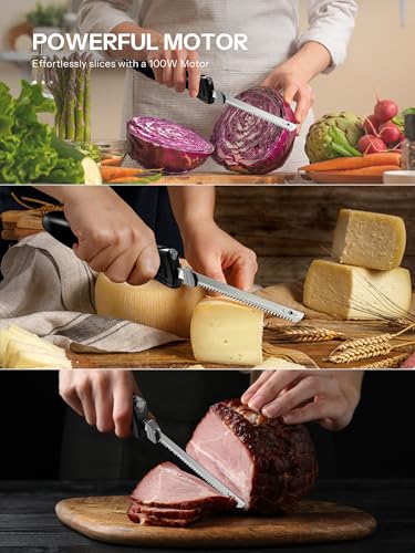 Electric Knife Set for Carving Meat, Poultry, Bread, and Foam, 2 Blades with Fork O5846