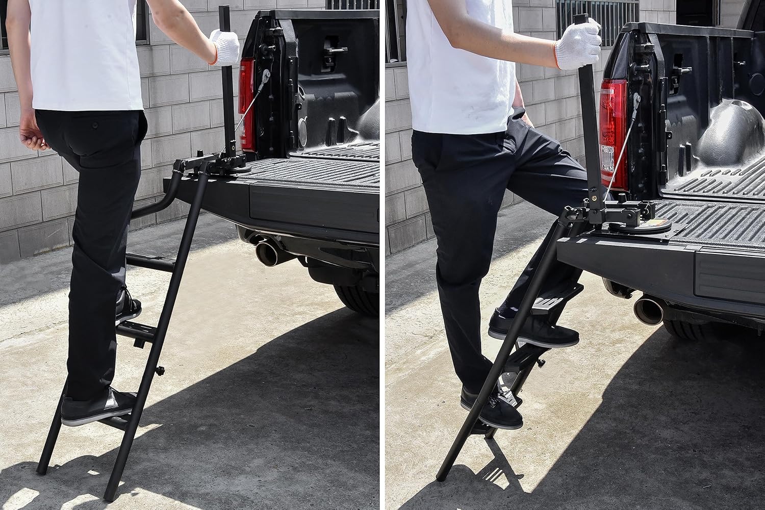Foldable Pickup Truck Tailgate Ladder with Grab Handle L9291