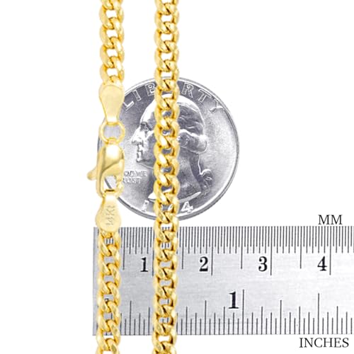 14k Yellow Gold 3.5mm Solid Miami Cuban Link Chain Pendant Necklace J42143