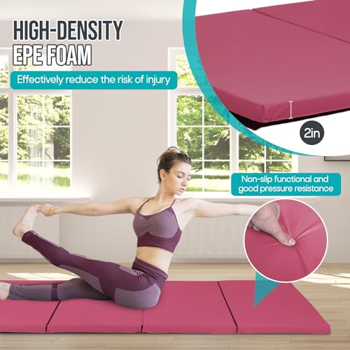 4 Fold Gymnastics Tumbling Mat Extra Thick for Indoor Outdoor Exercise Q623