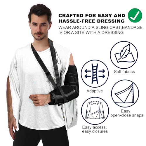 Adaptive Recovery Shirts for Men Women Long Sleeve Snap Front I24574
