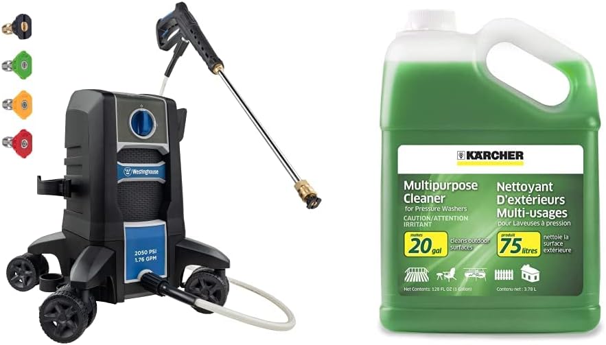 Westinghouse ePX3050 Electric Pressure Washer, 2050 Max PSI 1.76 Max GPM& Karcher Pressure Washer Multi-Purpose Cleaning Soap Concentrate Outdoor Surfaces – 1 Gallon
