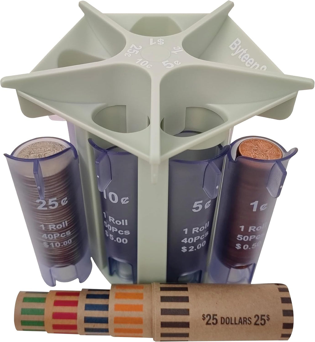 Coin Counters & Coin Sorters Tube Empty Your Loose Change in Coin Purse, Piggy Bank & Coin Bank Quick & Accurate, As Coin Counting Machine Coin Organizer Change Sorter Tube with Coin Wrappers