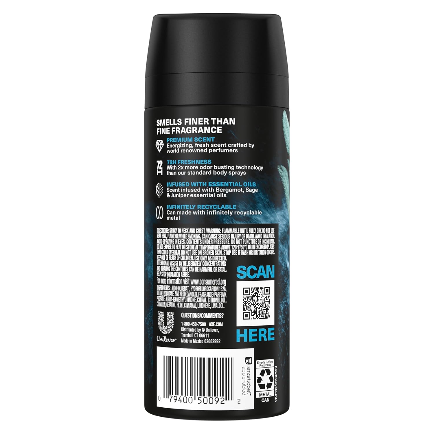 Deodorant Body Spray for Men, Aqua Bergamot, 4 oz A262131