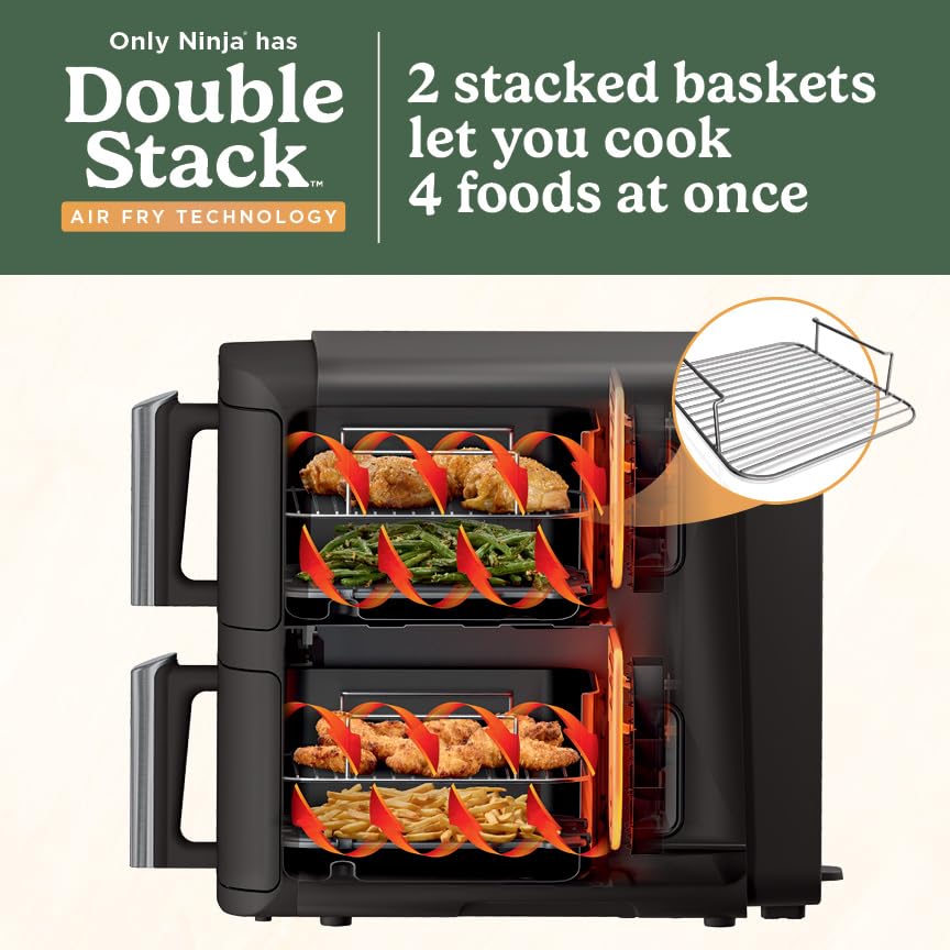 DoubleStack 2-Basket Air Fryer, 8 QT, 6-in-1, Black Z2104