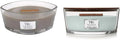 WoodWick Ellipse Scented Candle, Sand & Driftwood, 16oz | Up to 50 Hours Burn Time & Ellipse Candle, Sagewood & Seagrass, 16 oz.