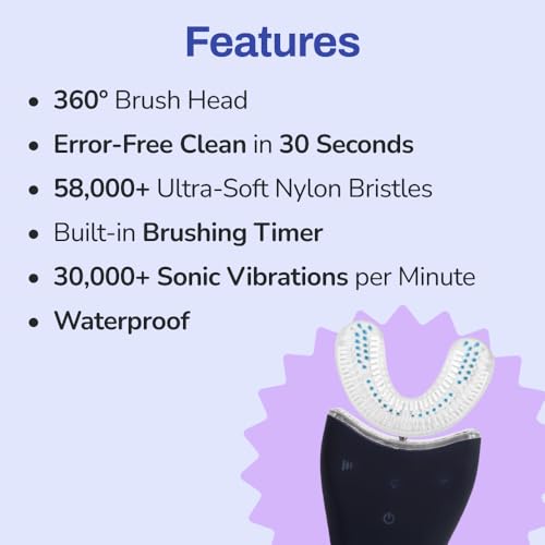 U Shaped Electric Toothbrush with 360° Nylon Bristles and 3 Cleaning Modes Y294