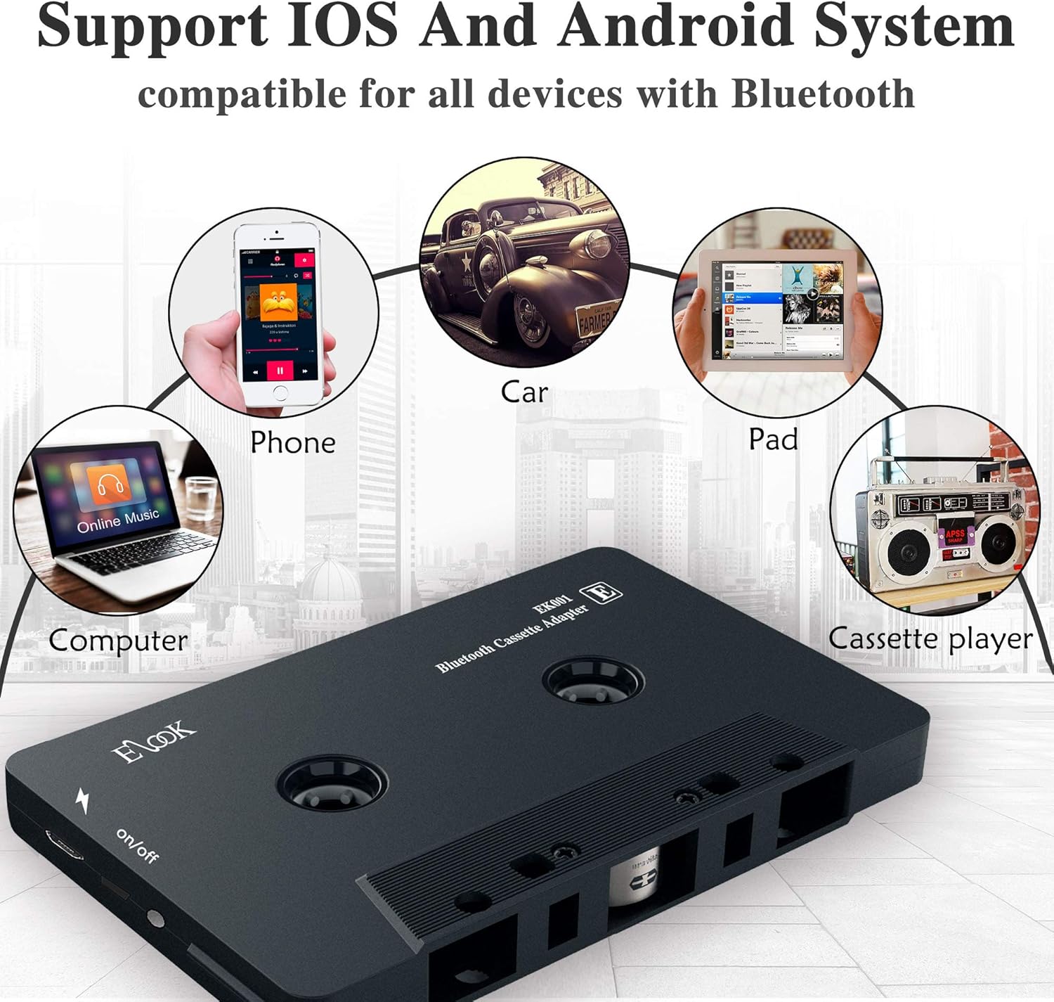 Bluetooth Cassette Receiver with Aux Adapter G799