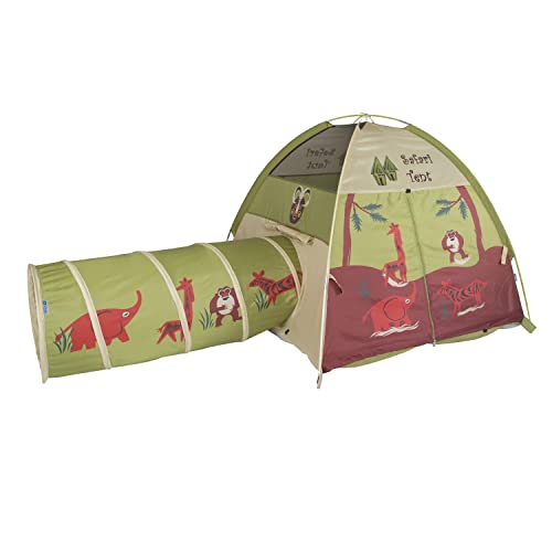 Pacific Play Tents 20414 Kids Hide-Me Dome Tent and Crawl Tunnel Combo for Indoor/Outdoor Play Red/Yellow/Blue Large