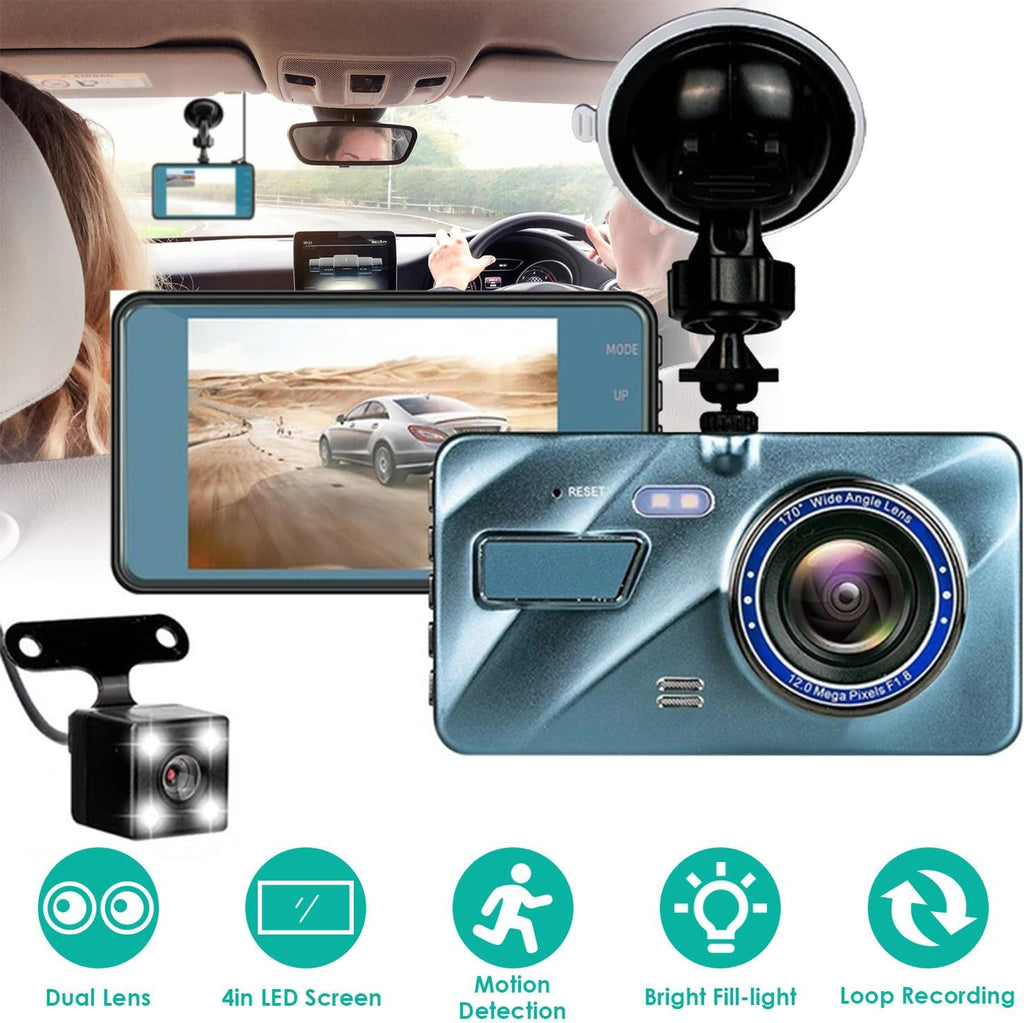 Dash Cam Front and Rear, 720P HD Dual Car Camera with Night Vision R980