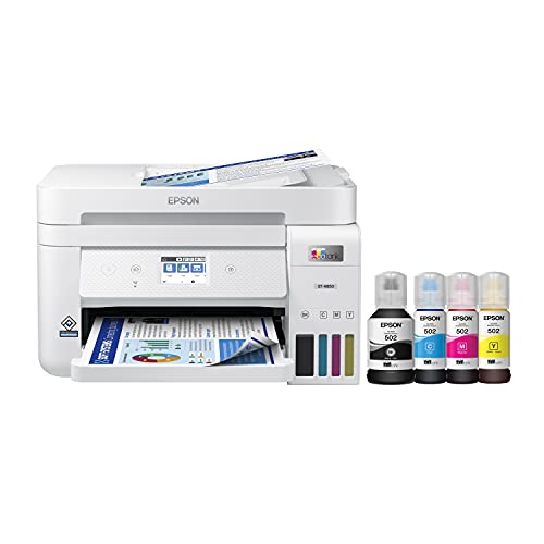Epson EcoTank ET-4850 Wireless All-in-One Cartridge-Free Supertank Printer with Scanner & Workforce ES-400 II Color Duplex Desktop Document Scanner for PC and Mac