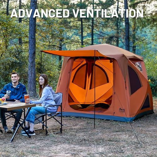 4 Person Instant Pop Up Cabin Tent, Weather Resistant Camping Hub Tent with Rain Fly and Carry Bag P83508