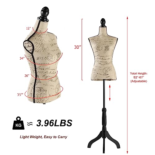 Dress Form Mannequin with Adjustable Tripod Stand for Sewing and Display R256