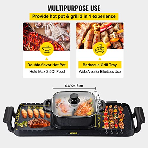 Electric Grill Hot Pot 2 in 1, Non-Stick Indoor Korean BBQ Y426336