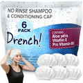 Drench No Water Rinse Free Shampoo Caps - Waterless Shampoo and Conditioner - Dry Hair Wash Caps for Elderly or Bedridden - Contains Aloe Vera, Vitamin E and Provitamin B5-24 Count (Pack of 1)