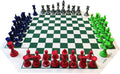 WE Games Four Player Chess Set, Chess Board for Team Chess, Combination Chess Game for Up to 4 Players, Unique Chess Sets for Adults and Kids, Roll Up Vinyl Chess Mat with 4 Sets of Chess Pieces