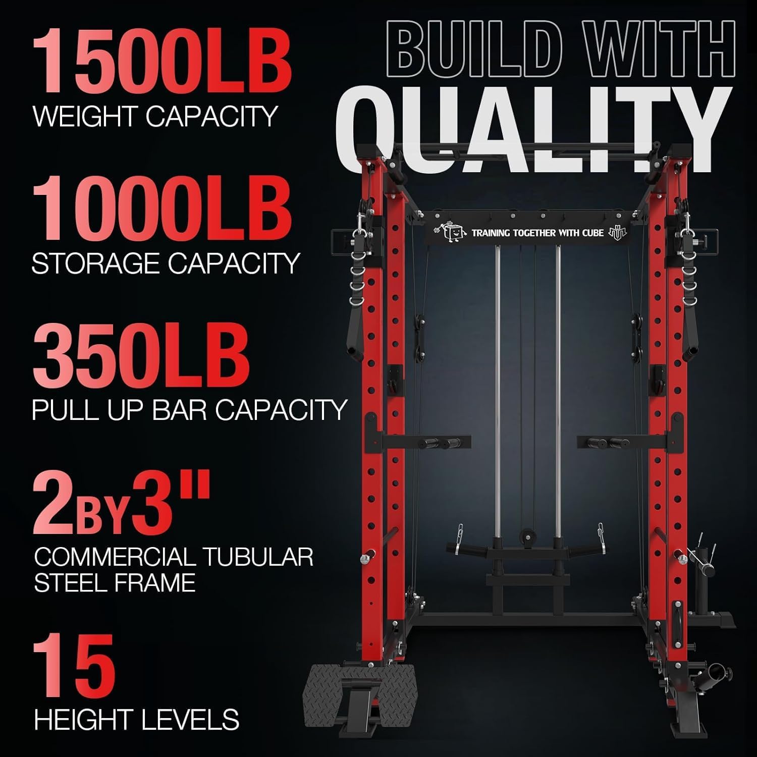 Power Cage with Cable Crossover and Lat Pull Down System for Home Gym A1650