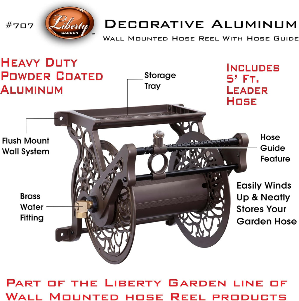 Wall Mount Garden Hose Reel, Bronze K1847