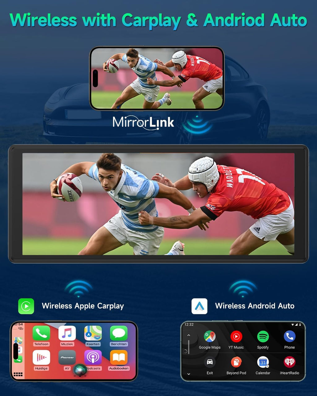 Wireless Car Stereo with 9.3" HD Touchscreen, CarPlay & Android Auto H57601