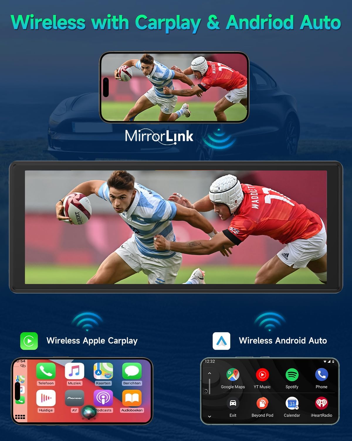 Wireless Car Stereo with 9.3" HD Touchscreen, CarPlay & Android Auto H57601