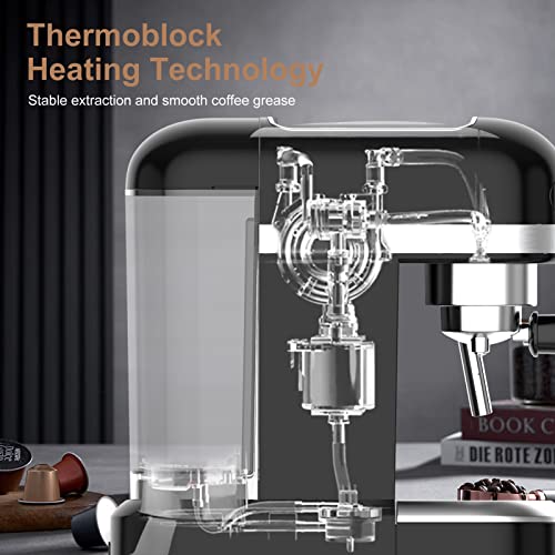 20 Bar Espresso Machine with Detachable Water Tank, Black S49415