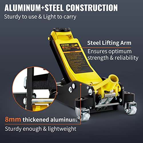 3 Ton Low Profile Steel Racing Floor Jack with Dual Pistons L49524