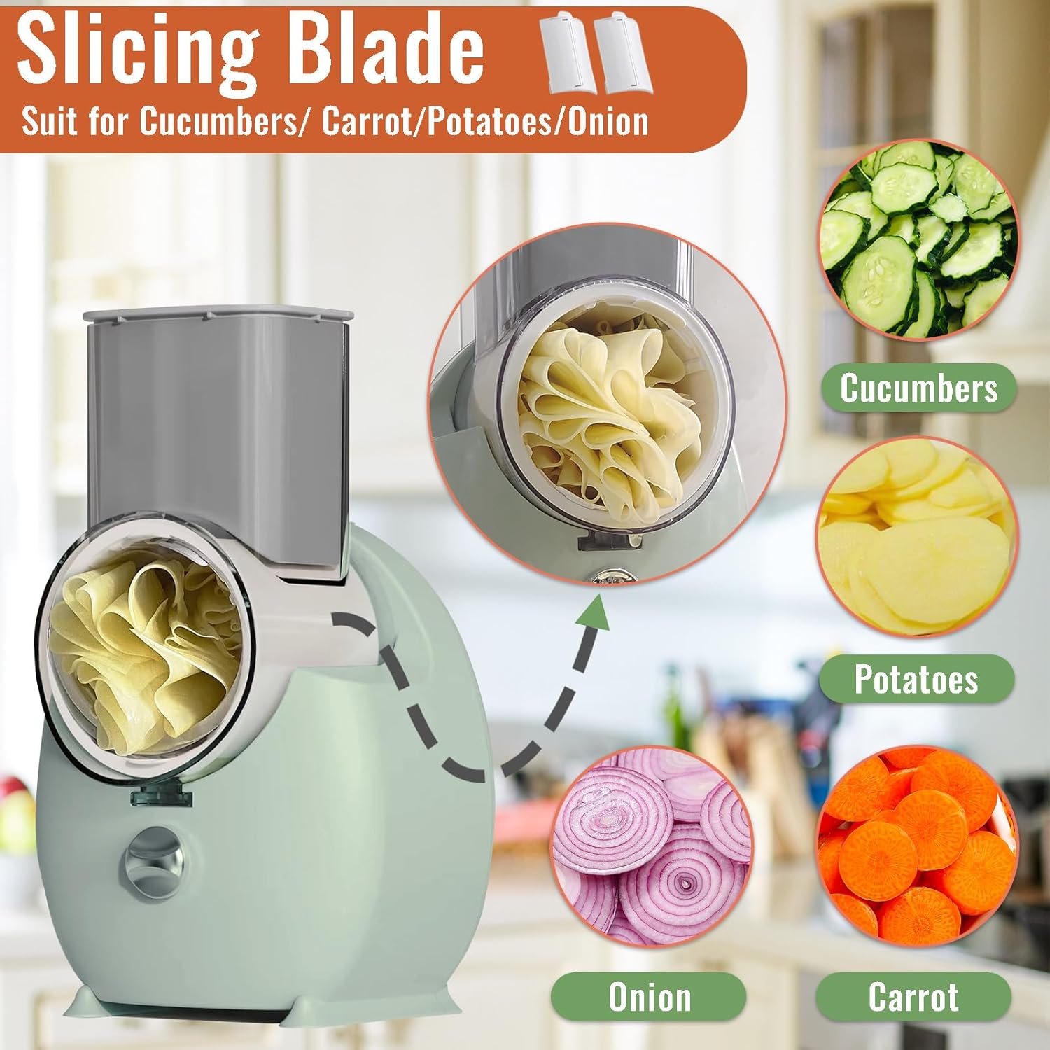 Electric Cheese Grater with 3 Changeable Blades for Vegetables, Fruits and Nuts B812