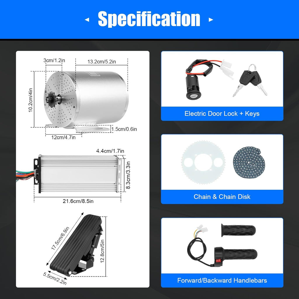 Brushless Motor Kit with Controller and Throttle 48-72V 3000W P628897