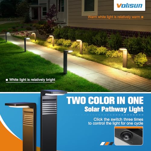Solar Pathway Lights Outdoor 4 Pack, Warm White and Cool White, Waterproof for Walkway Driveway Lawn U706