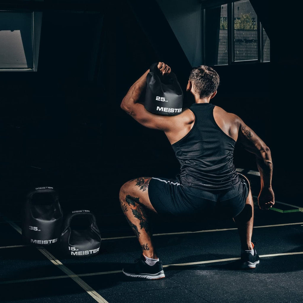 Portable Sand Kettlebell - Soft Sandbag Weight - 35lb / 15.9kg - Black Q594