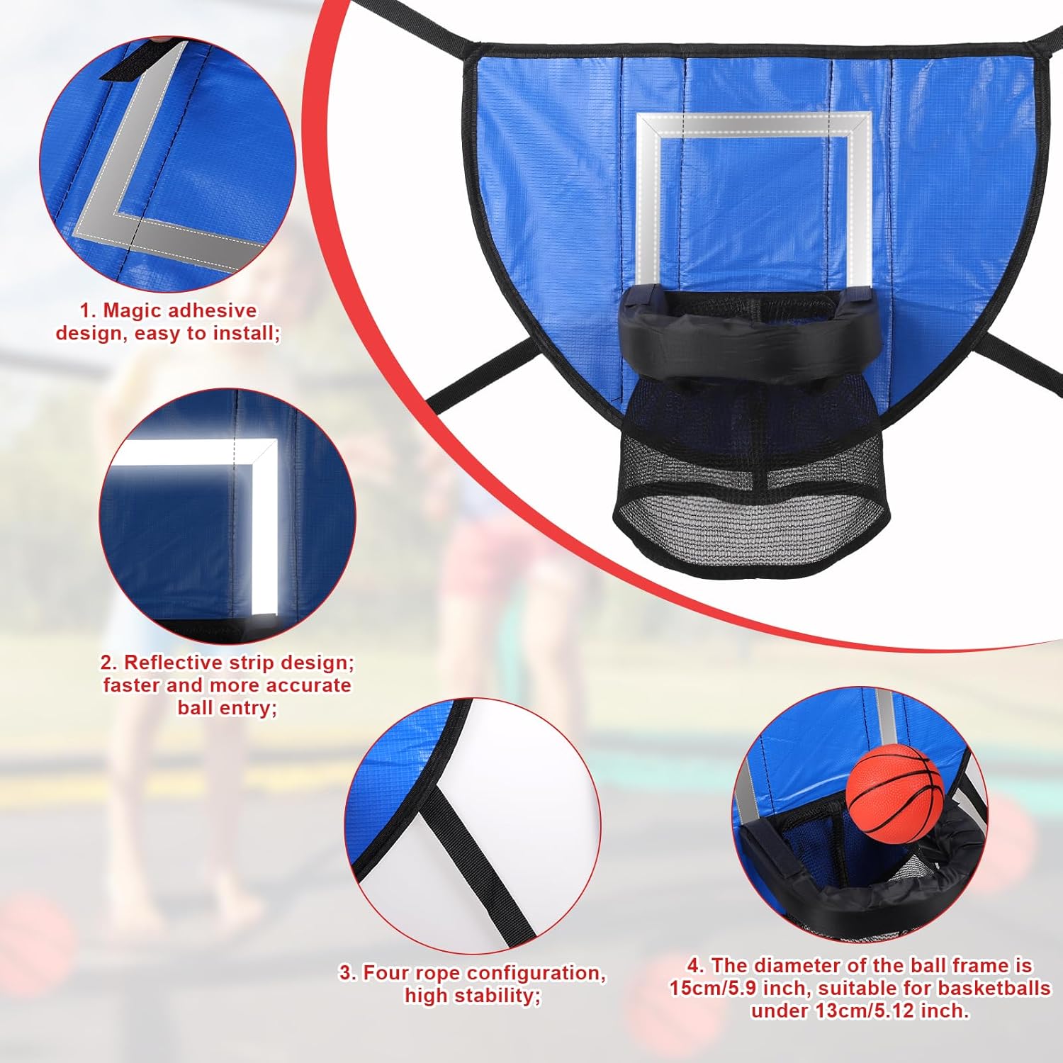 Trampoline Basketball Hoop Set with Mini Basketballs and Pump Q263