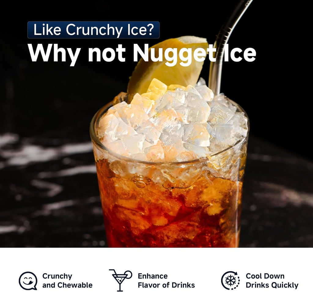 Nugget Ice Maker Countertop, 34lbs/24H Soft Pellet Ice with Self-Cleaning, Ice Scoop and Basket R8472