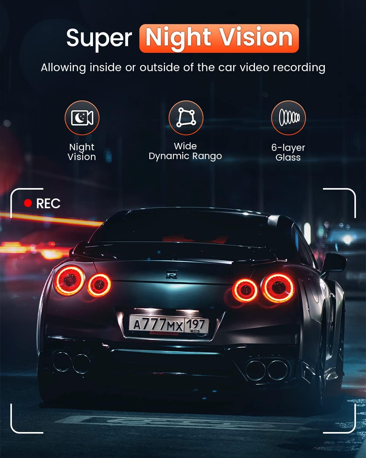 2.5K Front Dash Cam with Night Vision and Parking Mode K233036