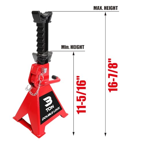 Steel Car Jack Stands 2 Ton Capacity, Red, 1 Pair C69036