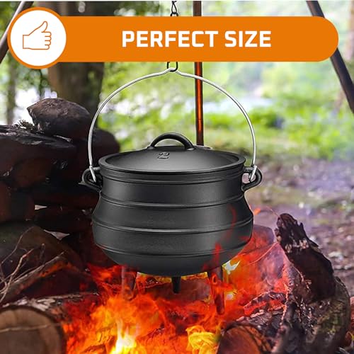 Pre-Seasoned Cast Iron Cauldron with Lid, 3 Legs, 10 Quarts U150