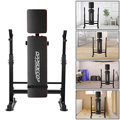 Adjustable Weight Bench with Squat Rack, Barbell Rack, Leg Developer for Home Gym J713
