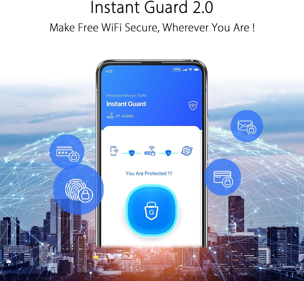 WiFi 6 Dual Band Extendable Router with Parental Controls and VPN U746